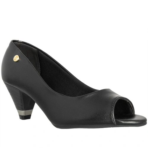 Peep Toe Moleca Salto Grosso Preto