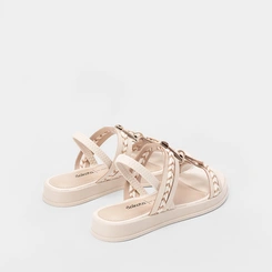 Sandália Papete Dakota Tiras Tressê & Pedraria Off White