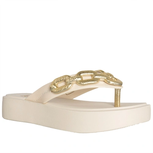 Tamanco Feminino Zaxy Chain Plataforma Off White