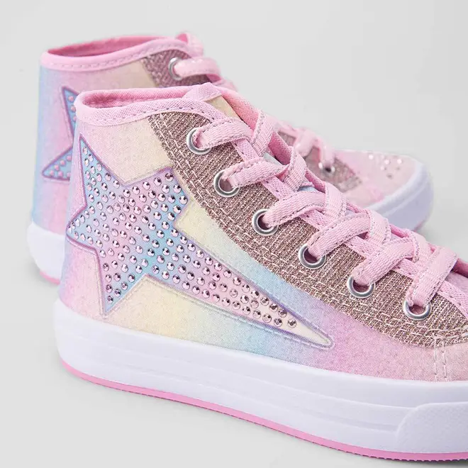 Tênis Casual Gabrielinha Infantil Glitter e Strass Rosa