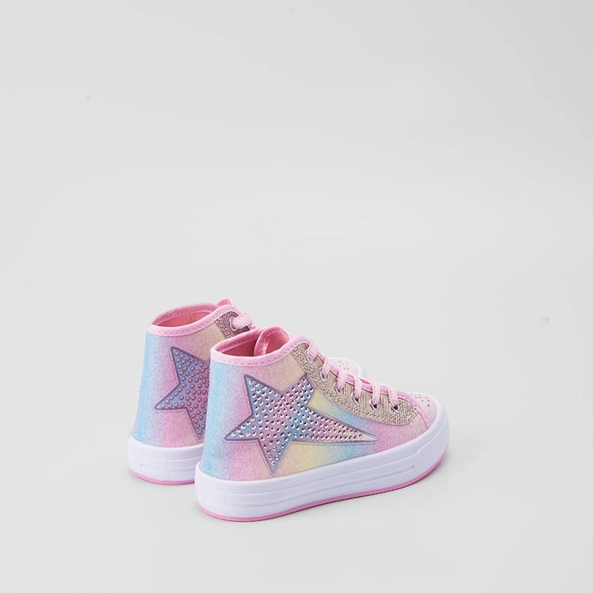 Tênis Casual Gabrielinha Infantil Glitter e Strass Rosa