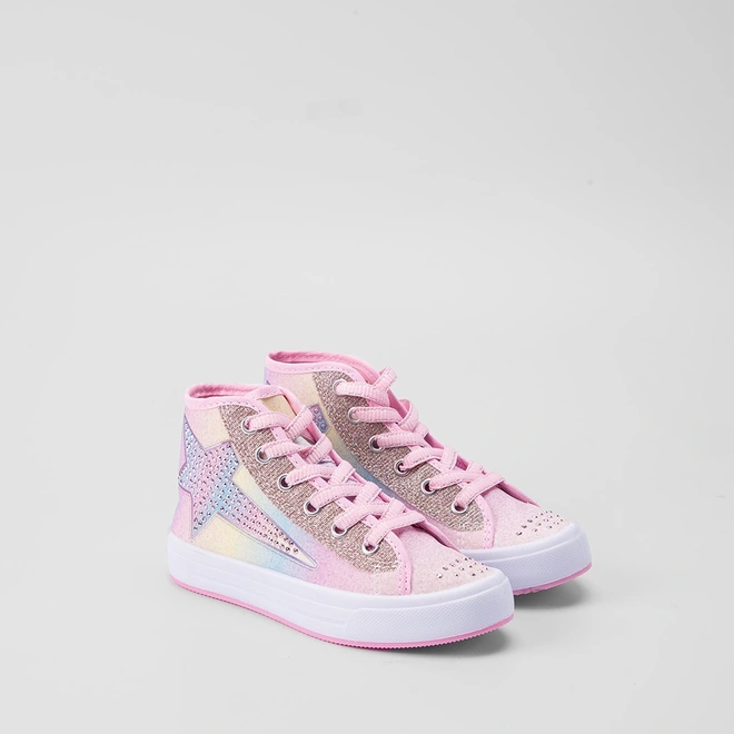 Tênis Casual Gabrielinha Infantil Glitter e Strass Rosa