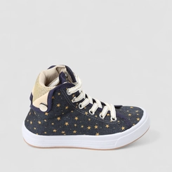 Tênis Casual Infantil Gabrielinha Cano Alto Estrelas Douradas Azul