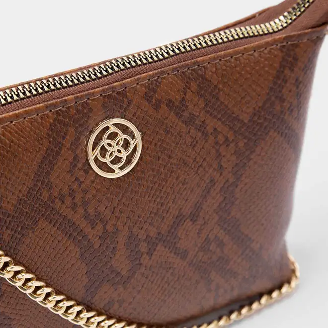 Bolsa Tiracolo Pequena Penélope Alça Corrente Marrom
