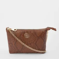 Bolsa Tiracolo Pequena Penélope Alça Corrente Marrom