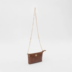 Bolsa Tiracolo Pequena Penélope Alça Corrente Marrom