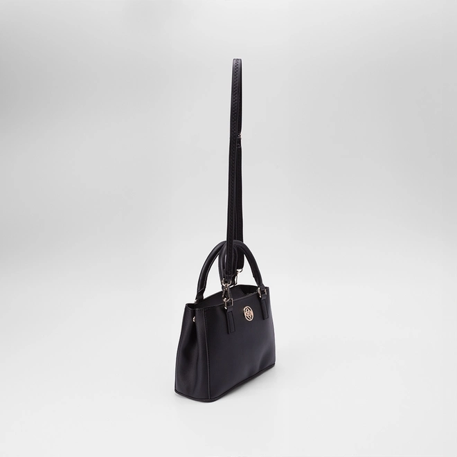 Bolsa Satchel Penélope Média Detalhe Botão Lateral Preto