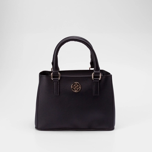 Bolsa Satchel Penélope Média Detalhe Botão Lateral Preto