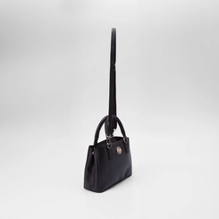 Bolsa Satchel Penélope Média Detalhe Botão Lateral Preto