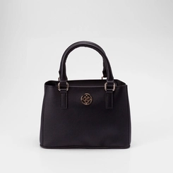 Bolsa Satchel Penélope Média Detalhe Botão Lateral Preto