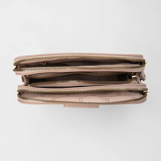 Bolsa Transversal Gabriela Divisórias Detalhe Botão Rosê