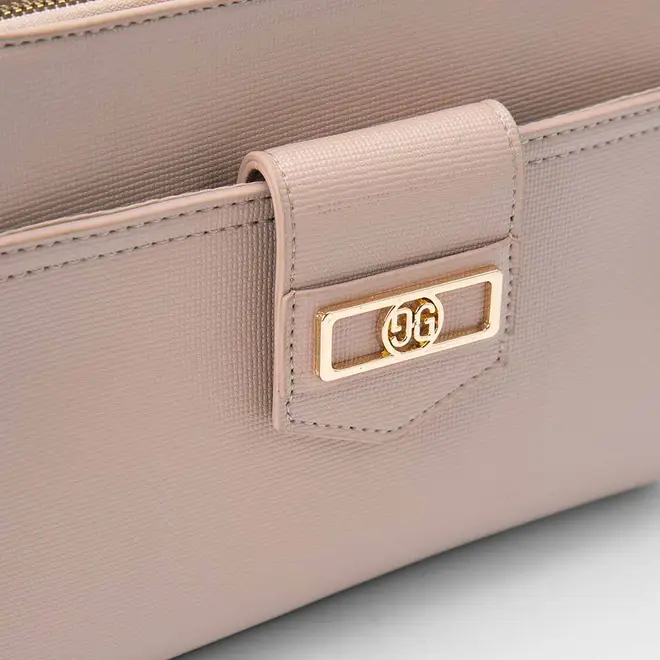 Bolsa Transversal Gabriela Divisórias Detalhe Botão Rosê