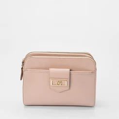 Bolsa Transversal Gabriela Divisórias Detalhe Botão Rosê