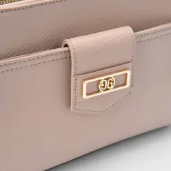 Bolsa Transversal Gabriela Divisórias Detalhe Botão Rosê