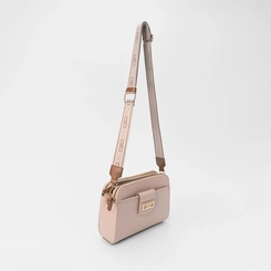 Bolsa Transversal Gabriela Divisórias Detalhe Botão Rosê