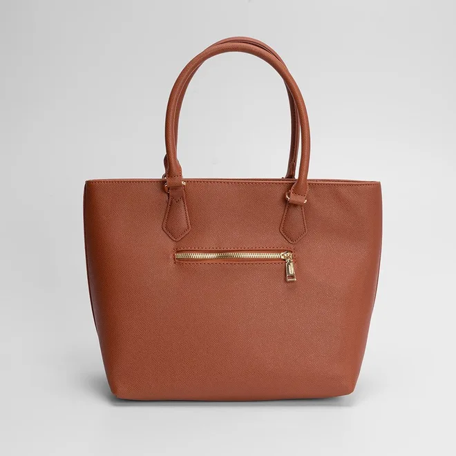 Bolsa Shopping Bag Gabriela Grande Com Carteira Texturizada Marrom