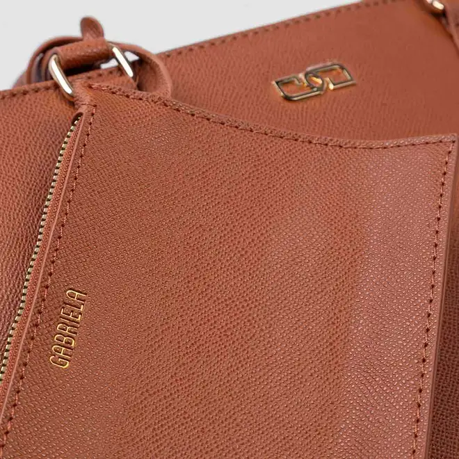 Bolsa Shopping Bag Gabriela Grande Com Carteira Texturizada Marrom