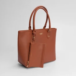 Bolsa Shopping Bag Gabriela Grande Com Carteira Texturizada Marrom