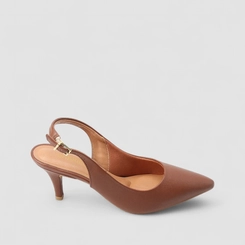 Scarpin Slingback Gabriela Salto Fino Caramelo