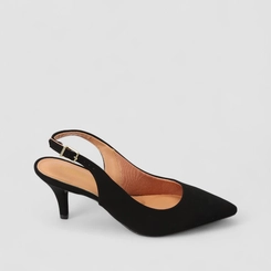 Scarpin Slingback Feminina Gabriela Essenciais Nobuck Preto