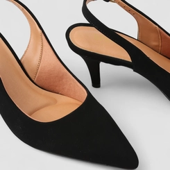 Scarpin Slingback Feminina Gabriela Essenciais Nobuck Preto