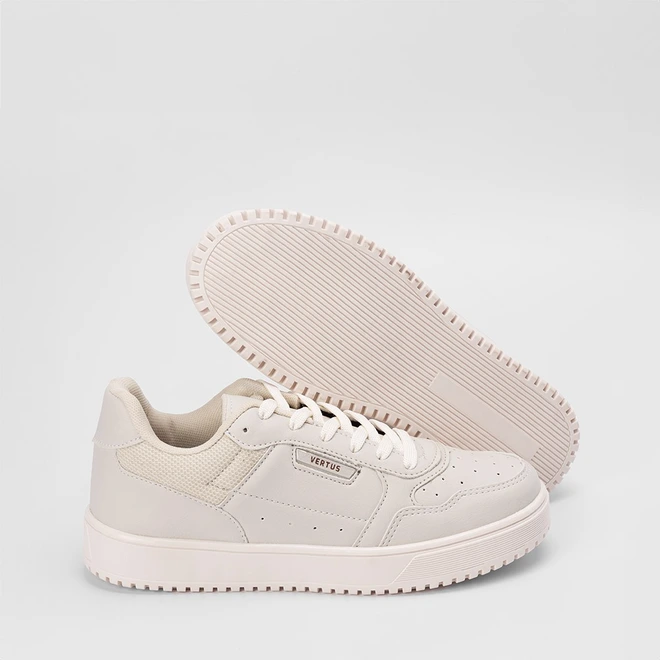 Tênis Casual Masculino Vertus Street Recortes Pesponto Bege