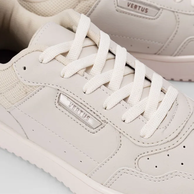 Tênis Casual Masculino Vertus Street Recortes Pesponto Bege
