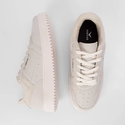 Tênis Casual Masculino Vertus Street Recortes Pesponto Bege