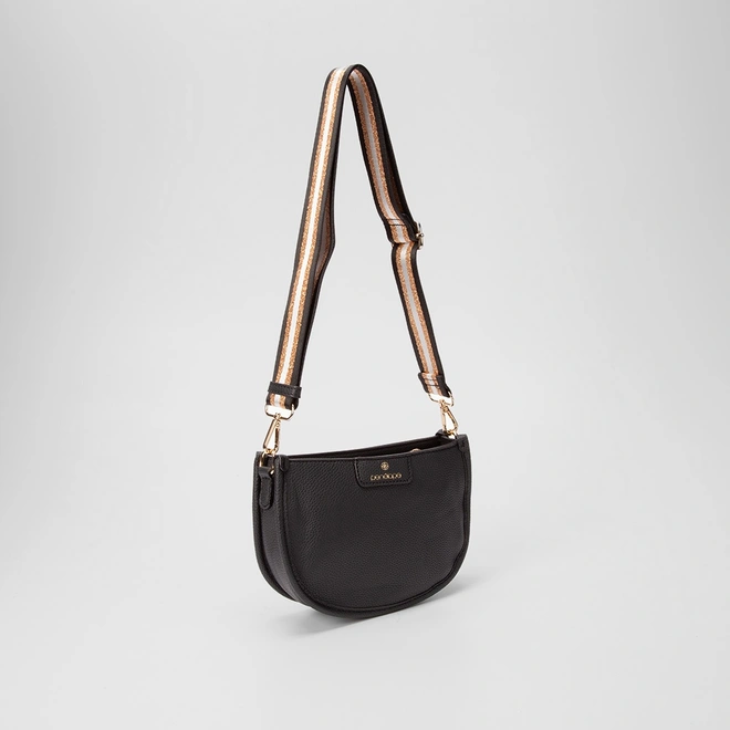 Bolsa Transversal Penélope Pequena Alça Glitter Preto