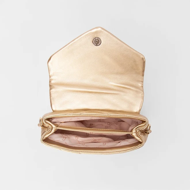 Bolsa Transversal Gabriela Média Matelassê Metalizada Ouro