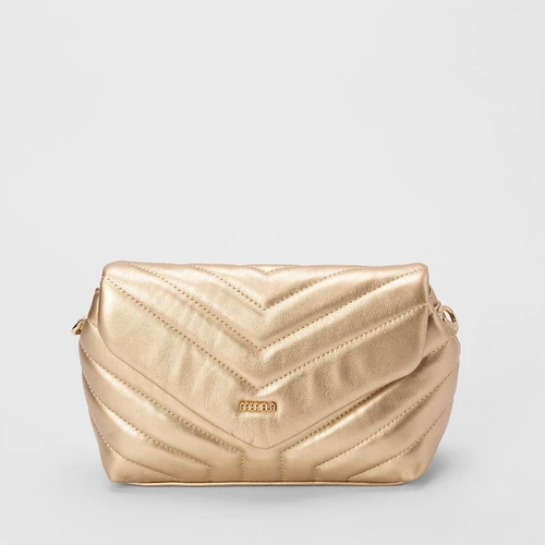 Bolsa Transversal Gabriela Média Matelassê Metalizada Ouro