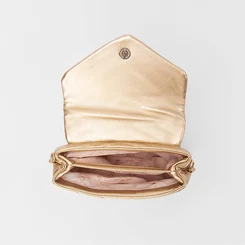 Bolsa Transversal Gabriela Média Matelassê Metalizada Ouro