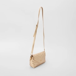 Bolsa Transversal Gabriela Média Matelassê Metalizada Ouro