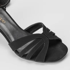 Sandália Feminina Penélope Salto Reto Nobuck Preto