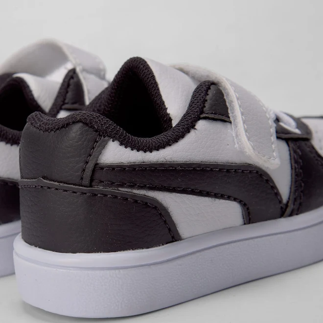 Tênis Infantil Vertus Casual Detalhe Recortes Preto & Branco