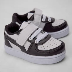 Tênis Infantil Vertus Casual Detalhe Recortes Preto & Branco
