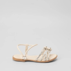 Sandália Rasteira Infantil Gabrielinha Tiras Detalhe Nó Off White