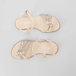 Sandália Rasteira Infantil Gabrielinha Tiras Detalhe Nó Off White