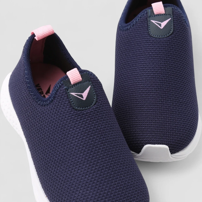 Tênis Infantil Vertus Jogging Logo Pespontos Tecido Rosa & Marinho