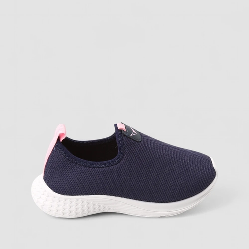 Tênis Infantil Vertus Jogging Logo Pespontos Tecido Rosa & Marinho