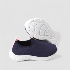 Tênis Infantil Vertus Jogging Logo Pespontos Tecido Rosa & Marinho