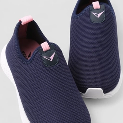 Tênis Infantil Vertus Jogging Logo Pespontos Tecido Rosa & Marinho
