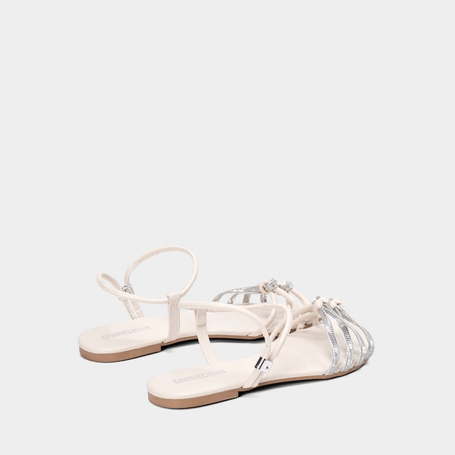 Sandália Infantil Gabrielinha Detalhes Nó Tira Regulável Off White