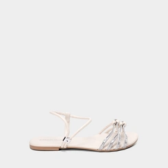Sandália Infantil Gabrielinha Detalhes Nó Tira Regulável Off White
