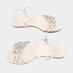 Sandália Infantil Gabrielinha Detalhes Nó Tira Regulável Off White