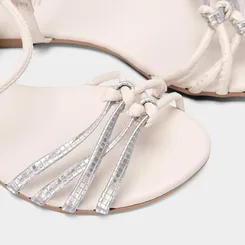 Sandália Infantil Gabrielinha Detalhes Nó Tira Regulável Off White