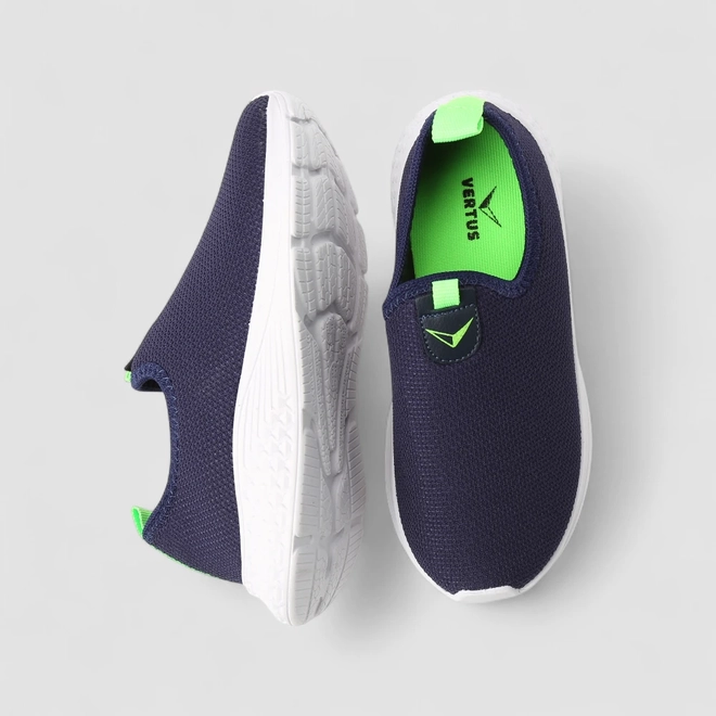 Tênis Infantil Vertus Jogging Logo Pespontos Tecido Neon & Marinho