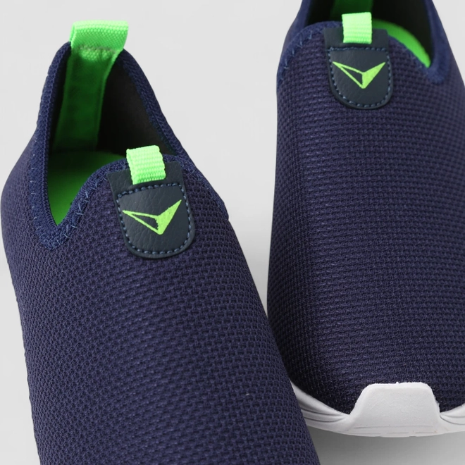Tênis Infantil Vertus Jogging Logo Pespontos Tecido Neon & Marinho