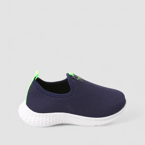 Tênis Infantil Vertus Jogging Logo Pespontos Tecido Neon & Marinho