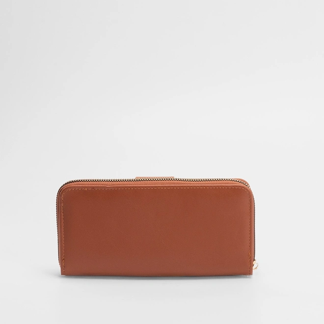 Carteira Grande STZ Matelassê Bolso Externo Caramelo